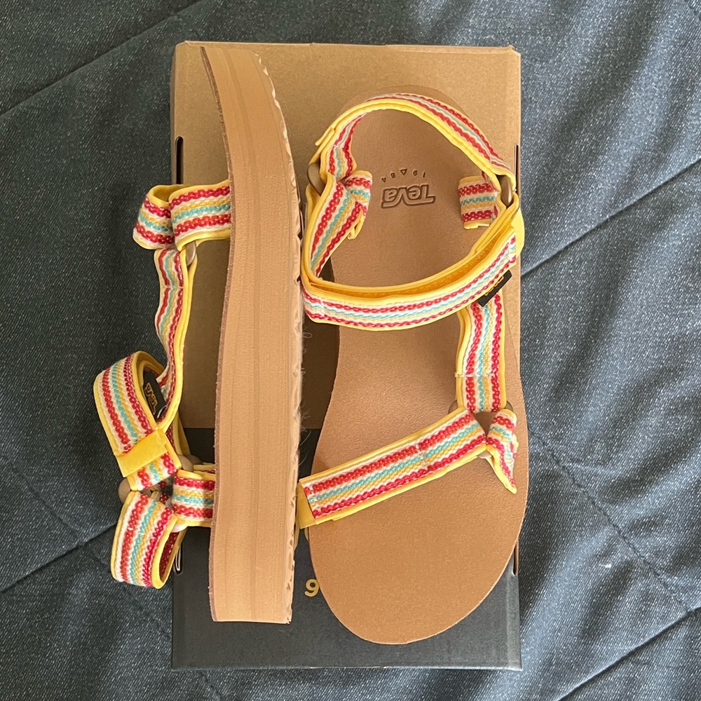 Teva Multi color Stripe platform Sandals
